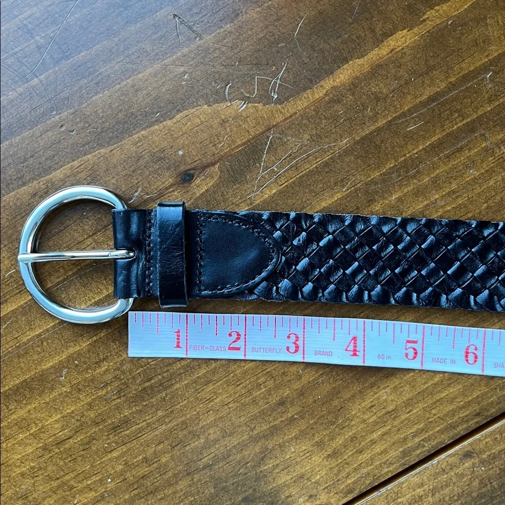 Talbots Genuine Leather Braided Black Belt - S